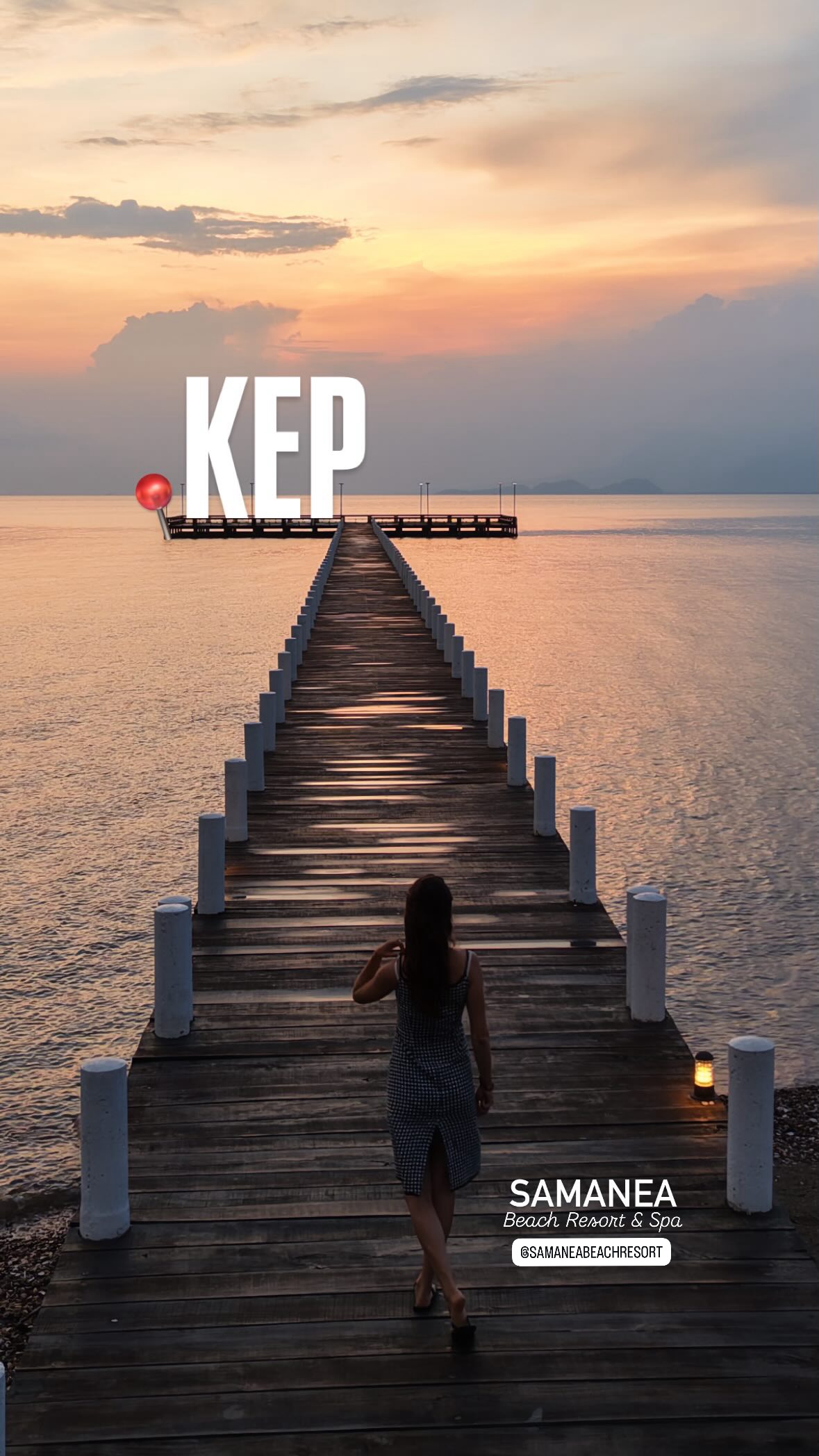 The long jetty at Samanea Beach Resort in Kep at sunset