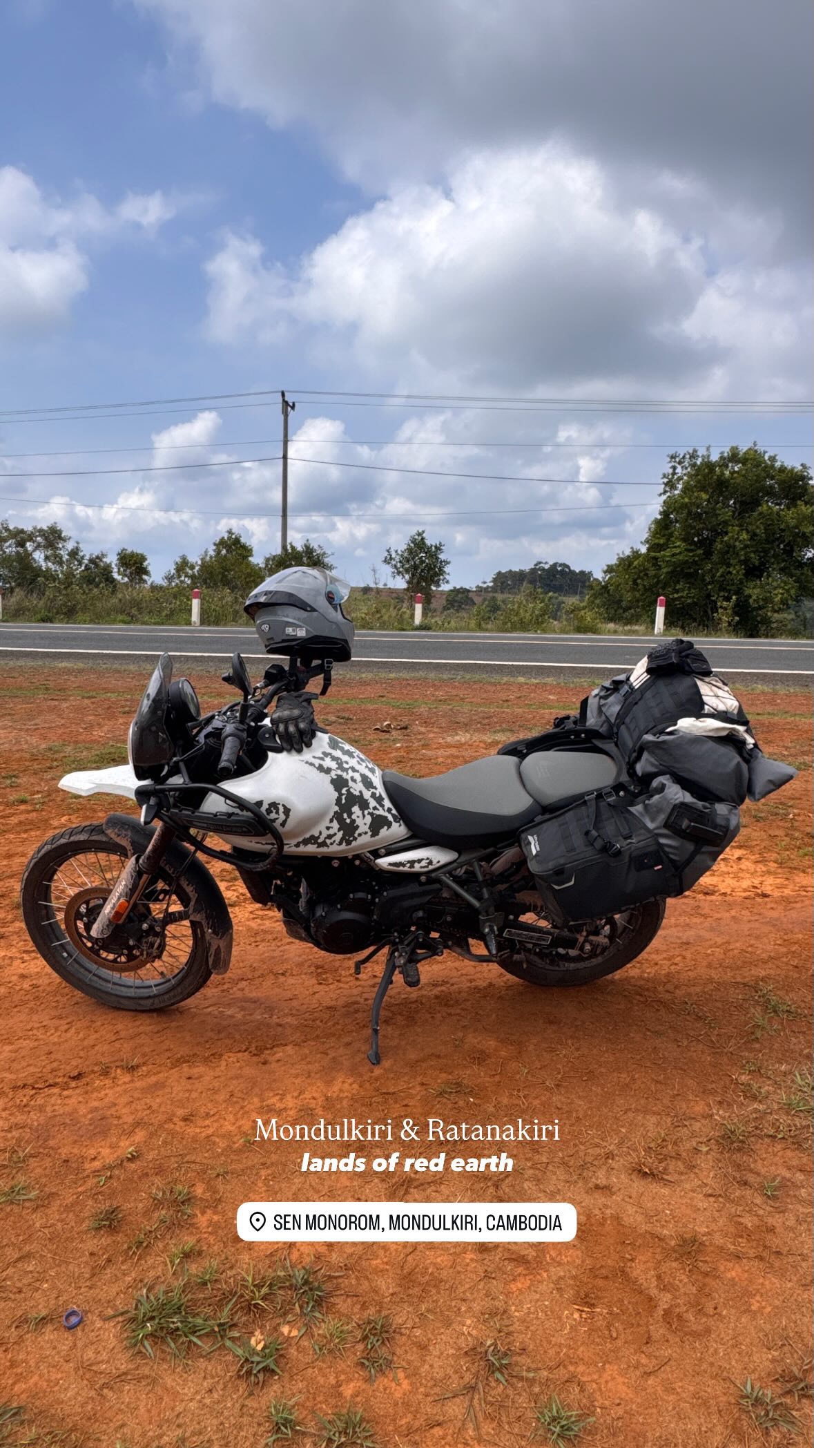 Our loaded bike on Mondulkiri’s red earth