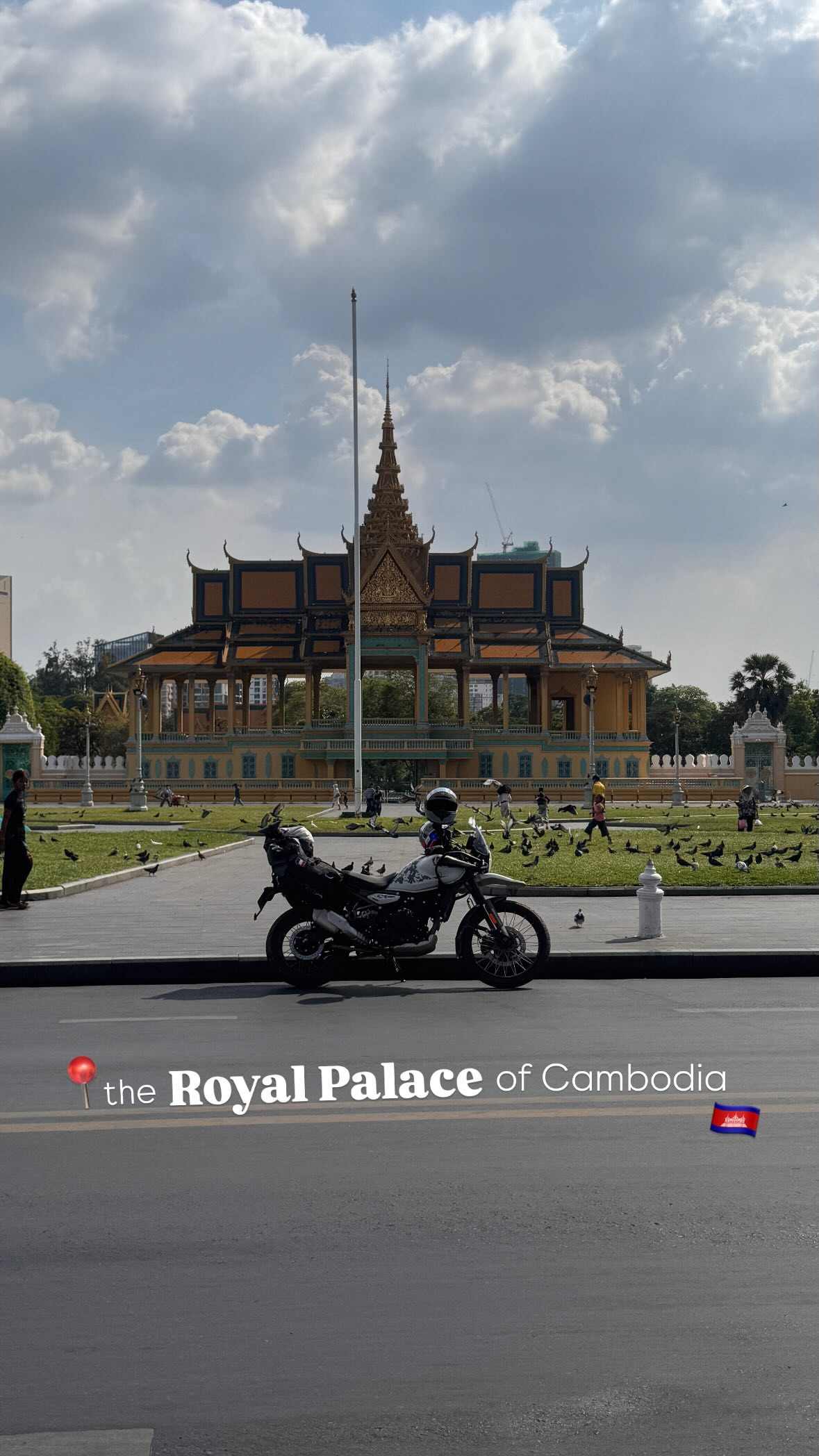 Our motorbike in front of the Royal Palace in Phnom Penh